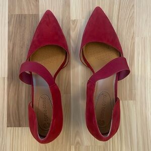 Cherry Red Kid Suede Pumps